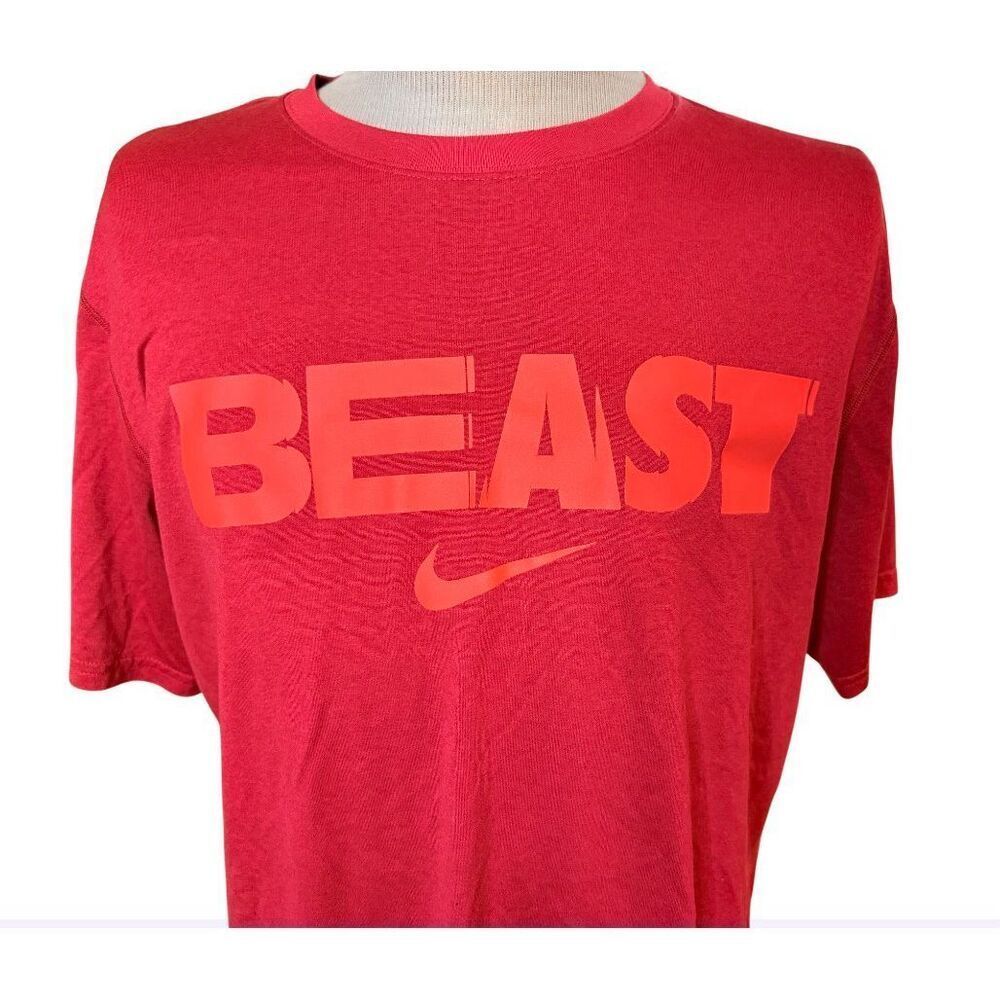 Nike Beast DRI-FIT T-Shirt XL Red Tennis Running Work-Out Swoosh - Picture 3 of 12